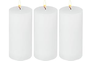 DEYIR 3 Pack 3×6 Inch Pillar Candles, Unscented Column Candles for Home Restaurants Spa Church Weddings, Smokeless Dripless and Clean Burning Emergency Candle - White