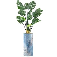 SIGNWIN Monstera Tree with Blue & Tan Watercolor Granite Effect Vase Geometric Rocky Minimalism Zen Relax/Calm Multicolor Ultra for Living Room, Bedroom, Office - X-Large 5 Feet (60