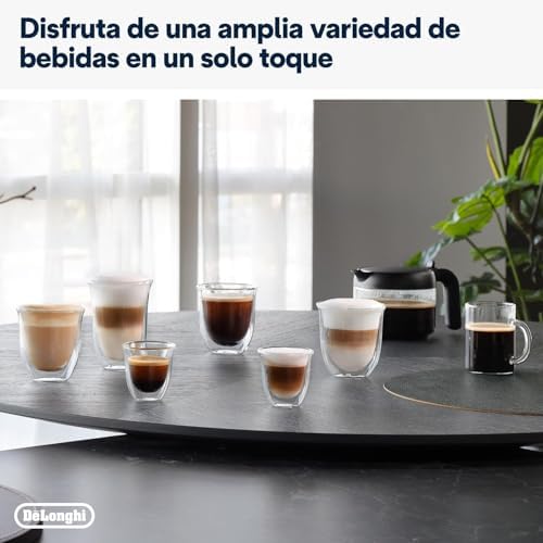 De'longhi dinamica plus ecam382.70.b, máquina automática de grãos de café, máquina de cappuccino com hot lattecrema, cafeteira expresso feijão para xícara com 18 receitas, tela tft de 3,5 ", 1450 w, preta