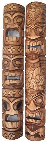 2 pcs Tiki Wall Masks Look Wooden in Tiki Hawaii Style in 100cm Length Wall Mask