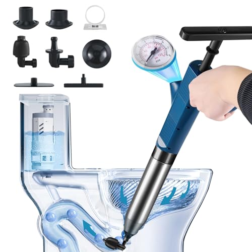 TicEaik Desatascador de Inodoros Kit 8 In 1, Aceros Inoxidables Desatascador Tuberias, Desatascador Tuberias a Presion para Fregadero de Baño, Cocina, y Bañera, para Tuberías Obstruidas