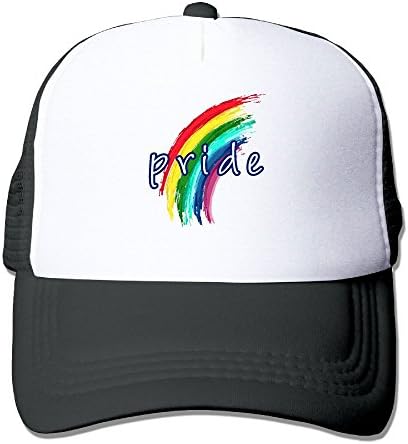 Djsaend Unisex Pride Rainbow One Size Unisex Fitted Mesh Hat Baseball Caps Black