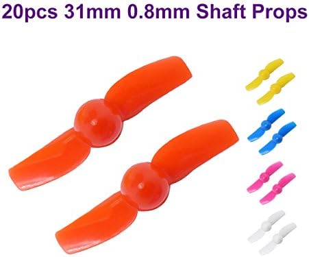 FPV Propellers 20pcs 31mm 2-Blade Props CW CCW 0.8mm Shaft for Blade Inductrix Tiny Whoop Eachine E010 etc