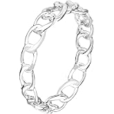 Savlano 925 Sterling Silver 4MM Chain Link Stackable Ring for Women. Comes in 5-9 Sizes with Gift Box-Made in Italy