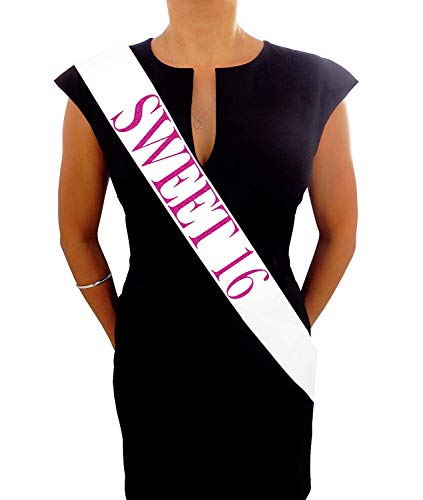 Sterling James Co Sweet 16 White And Pink Glitter Sash 16th