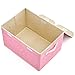 EZOWare Large Storage Boxes [3-Pack] Baby Pink Linen Fabric Foldable Storage Cubes Bin Box Containers with Lid and Handles for Home Nursery, Closet, Baby Products