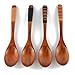 Samyo Vintage Japanese Style Handmade Natural Wooden Soup Rice Spoon Teaspoons Wood Tableware Flatware Set with Tied Line on Handle