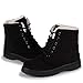 Susanny Suede Flat Platform Sneaker Shoes Plus Velvet Winter Women's Lace Up Black Cotton Snow Boots 8.5 B (M) US
