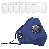 Dust Respirator N95 Mask for Allergies, Viruses, Mold, Pollution and More, Military Grade PM2.5 Activated Carbon Filters(6), Washable & Reusable, for Shops, Running, Cycling & Outdoor Activities, Blue