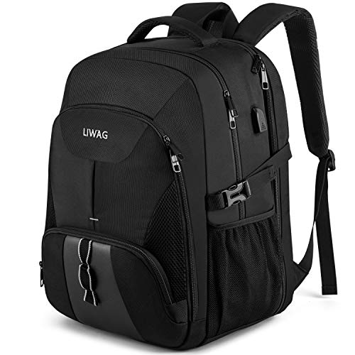 18.4 Zoll Laptop Rucksack Herren 55L,Extra Groß Wasserdichte Arbeit ,Anti Diebstahl Business Reisen Laptoptasche mit USB Ladeanschluss Schulrucksack f