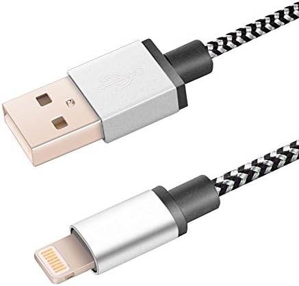 iPhone Charger 6.5ft/2m, Yosou Lighting Cable Nylon Braided iphone Charging Cable for iphone ipad iOS Devices(Silver)