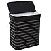 SONGMICS Divided Bamboo Laundry Two-section Hamper Double Dirty Clothes Sorter with Lid Handles and Removable Liner Compartment Storage Basket Rectangular Black ULCB64H