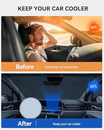 LANTU Windscreen Sunshade for Kia Sportage NQ5 2023-2026 Foldable Sun Visor Protection with Storage Pocket Blocks UV Rays Sun Umbrella