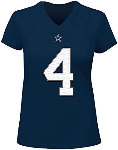 Dak Prescott Dallas Cowboys #4 Women's Plus Size Player V-Neck T-Shirt Navy (Plus 3X)