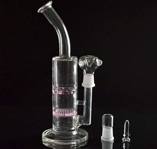 Glass Bongs Water Pipe Dab Rig Oil Rigs Honeycomb Perc Heady Pipes Bong Heady Beaker Bubbler Bent (Pink)