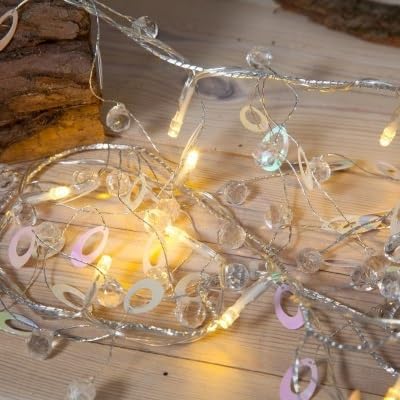 NOMA Iridescent Disc Garland, 20 White LED's