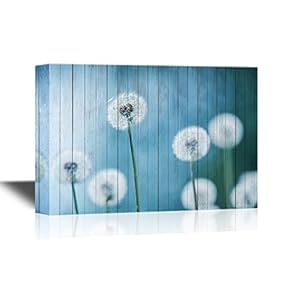 Canvas Wall Art - Dandelion on Wooden Background - Gallery Wrap Modern Home Art | Ready to Hang - 12x18 inches