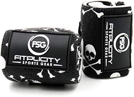 Fitplicity Premium Weight Lifting Wrist Wraps - 18 Inch Pair Wrist Supports for Fitness, Powerlifting, Bodybuilding, Weightlifting, Crossfit, Weight Training - with Hook and Loop Grip
