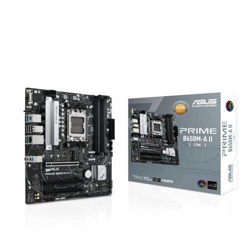 Prime B650M-A II-CSM Micro-ATX Placa Base Comercial, DDR5 6400+(OC), Soporte PCIe 5.0 M.2, Realtek 2.5Gb LAN, DisplayPort, VGA, HDMI®, Puertos USB 3.2 Gen 2, USB 3.2 Gen 1 Type-C®, BIOS