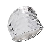 .925 Sterling Silver Concave Hammered Surface Ring