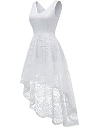 MUADRESS Vestido formal de encaje sin mangas para dama, cuello en V