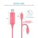 iPhone Lightning Charger Cable 3ft, EL-AURORA Visible LED Flowing Neon Light Charging Cable Cord for iPhone X / 8 / 8 Plus / 7 / 7 Plus / 6 / 6 Plus / 5S (Pink)