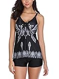 Urban Virgin Womens Two Piece Tankini Sets Swimwear Spaghetti Printed Padded Tank Top Swimsuits for Women