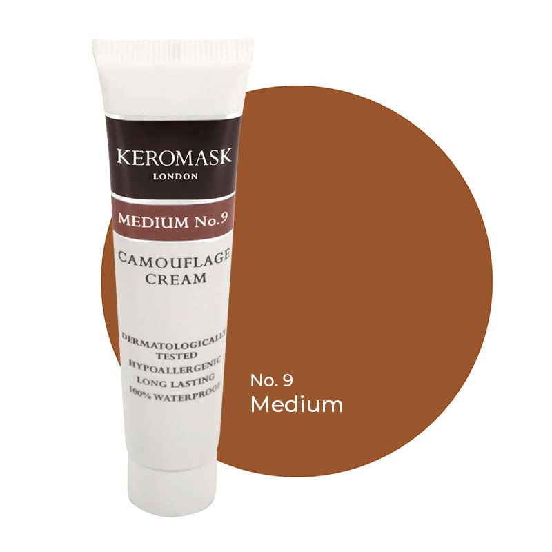 Keromask Full Coverage Hypoallergenic Concealer Shade MEDIUM No 9 to Camouflage Vitiligo, Tattoos, Redness and Rosacea, Waterproof and Suitable for All Skin Types 1 x 15ml — image 1