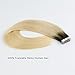 ABH AmazingBeauty Hair Root Tape Hair Extensions - Invisible Pre Taped Double Sided Remy Human Hair Skin Weft, 20 Pieces, 50 Grams, Platinum Ash Blonde with Darkest Brown Base R2-60, 20 Inch