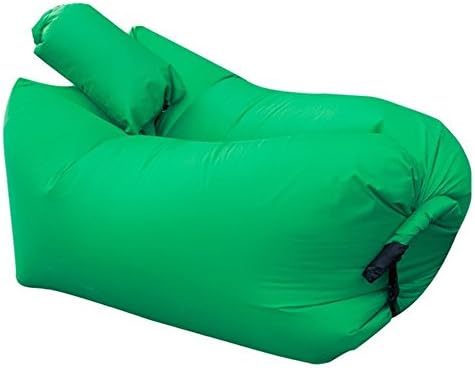 Aamina Fast Inflatable Beach Air Lounger Bed ,Soft and Pillow Nylon Material ,Lightweigt yet Durable, Hangout as Lounge Chair, Bean Bag, Air Hammock, Sofa, Couch (Dark Green)