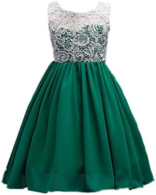 Azhido Lace Flower Embroidered Chiffon Dress Kids Girls Party Princess Pageant Gown