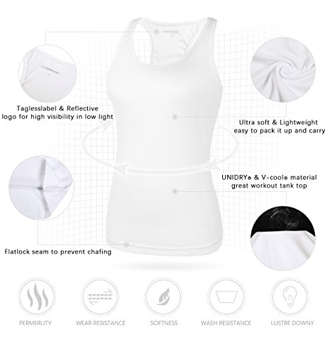 Fastorm Women's 2 Pack Running Tank Tops for Women Active Racerback Dry Fit Tank Top White S