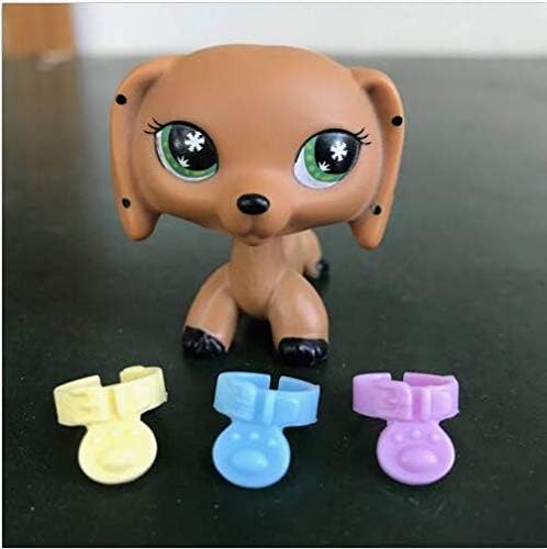 Pet Shops Littlest LPS Dachshund Dog + 3 PCS LPS Accessories Collars Girl Toy