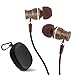 Earbuds, Wood In Ear Headphones, Stereo Bass Noise-isolating Earphones with Microphone and Inline Remote Controller , Carrying Case (Brown)