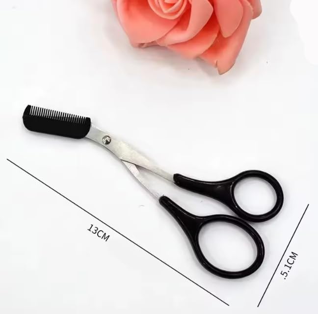 Precision Eyebrow Scissors with Comb - Stainless Steel Set for Trimming, Shaping & Facial Hair Removal