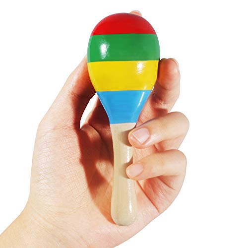 image for Aniann 12 Pieces Mini Wooden Maracas Fiesta Maracas Handmade Colorful 