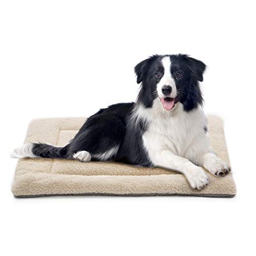 INVENHO Dog Bed Mat Comfortable Soft Crate Pad Anti-Slip Machine Washable Pad Dog Crate Pad Pet Bed for Dogs & Cats Beige 40" x 27" - Thumbnail 7