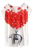Cutiefox® Women's Loose Fitted Printed Crew Tee T-shirts Tops