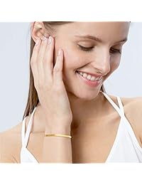 Sisgem - Pulsera de oro amarillo de 18 quilates para mujer, cadena de eslabones de oro real (0.091-0.114 in, 7 pulgadas)