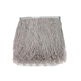Lanshi Ostrich Feathers Trims Fringe with Satin Ribbon Tape for Dress Sewing Crafts Costumes Decoration Pack of 2 Yards (Light Gray)