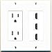 RiteAV - 15 Amp Power Outlet 3 Port HDMI Decorative Wall Plate - White