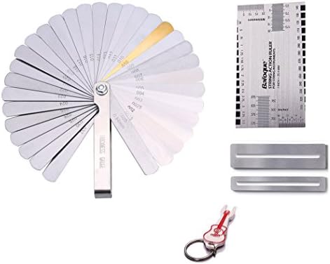 Yooaky Guitar Luthier Tools Set-Double Sided Gauge Ruler,9pcs Stainless Steel Understring Radius Gauges,2 Protector Guards,1 Pin Puller Keychain