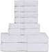 Utopia Towels 8 Piece Premium Towel Set, 2 Bath, 2 Hand, and 4 Washcloths, 100% Ring Spun Cotton, Highly Absorbent Towels for Bathroom, Sports, and Hotel, White