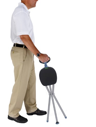 Juvo Products Travel Seat and Cane, Lightweight Folding Mobility Aid, Black/Silver (CS101) - Thumbnail 3