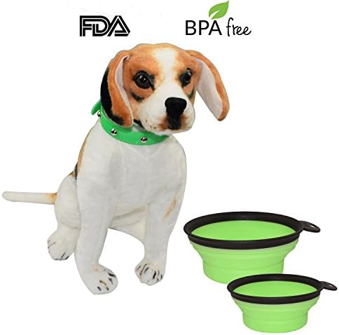 Travel dog Cat Bowl Collapsible, PaperflowerÃ'Â TPE Dog Travel Bowl Collapsibe &amp; Portable Pet Bowls Two Sizes Set - BAP Free (GREEN) by Paperflower
