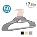 MOGI'S Premium Velvet Hangers - Pack of 50 - Gray - Copper/Rose Gold Hooks - Non-Slip, with Bonus Accessory Bar- Great for Suits, Pants, & Dresses (Gray)