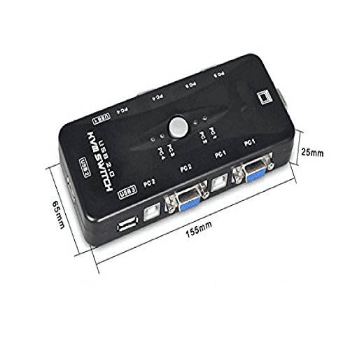Duttek 4 Port USB KVM Switch Box for PC Monitor/Keyboard/Mouse Control(3xUSB 2.0 + 2xVGA + 2xPrint B) - Thumbnail 3