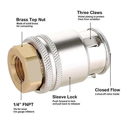 Hromee Lock On Air Chuck for Large Bore Valve, Heavy Duty Closed Flow