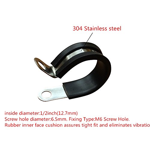 Seven YJ.10Pack 1/2 Inch Rubber Cushioned Stainless Steel Cable Clamp,Hose Clamp Pipe/Wire Cord Installation Clamp. - Thumbnail 3