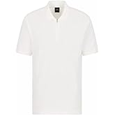 Armani Exchange Mens Stacked Logo Cotton Piquet Zip Up Polo